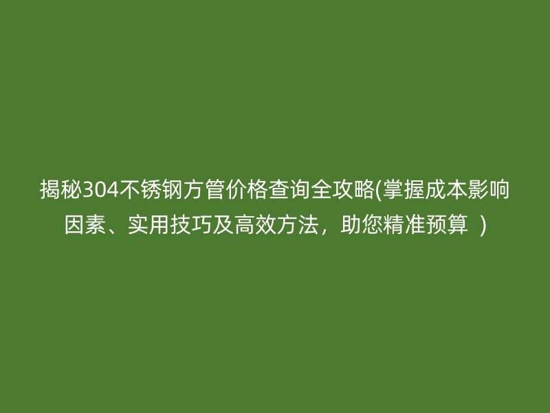 揭秘304不銹鋼方管價(jià)格查詢?nèi)ヂ?掌握成本影響因素、實(shí)用技巧及高效方法，助您精準(zhǔn)預(yù)算  )