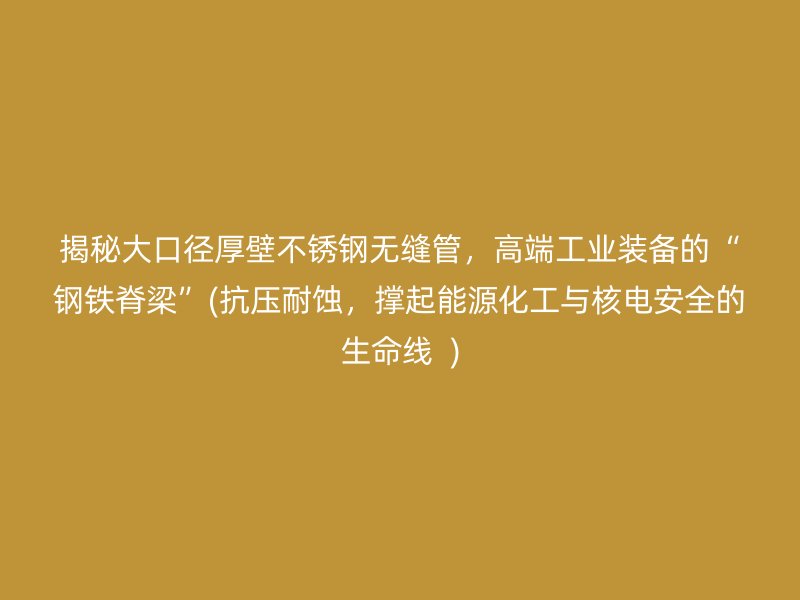 揭秘大口徑厚壁不銹鋼無縫管，高端工業(yè)裝備的“鋼鐵脊梁”(抗壓耐蝕，撐起能源化工與核電安全的生命線  )