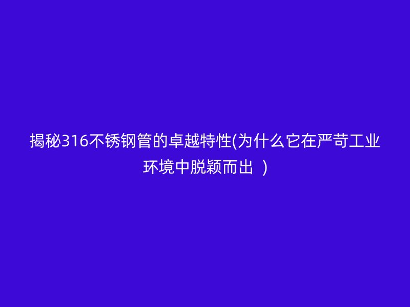 揭秘316不銹鋼管的卓越特性(為什么它在嚴(yán)苛工業(yè)環(huán)境中脫穎而出  )