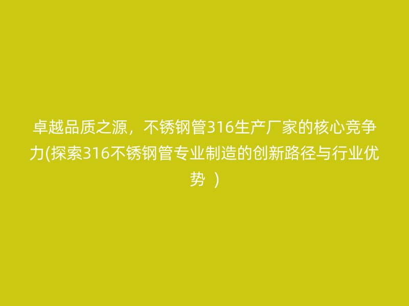 卓越品質(zhì)之源，不銹鋼管316生產(chǎn)廠(chǎng)家的核心競(jìng)爭(zhēng)力(探索316不銹鋼管專(zhuān)業(yè)制造的創(chuàng)新路徑與行業(yè)優(yōu)勢(shì)  )