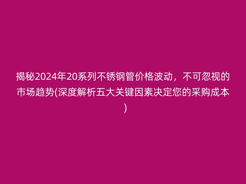 揭秘2024年20系列不銹鋼管價格波動，不可忽視的市場趨勢(深度解析五大關(guān)鍵因素決定您的采購成本  )
