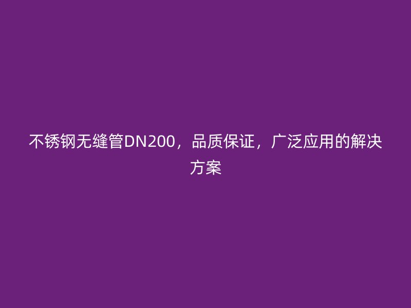 不銹鋼無縫管DN200，品質保證，廣泛應用的解決方案