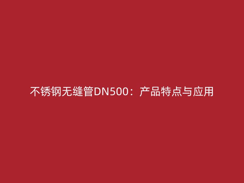 不銹鋼無(wú)縫管DN500：產(chǎn)品特點(diǎn)與應(yīng)用