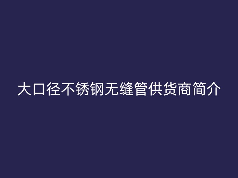 大口徑不銹鋼無縫管供貨商簡介